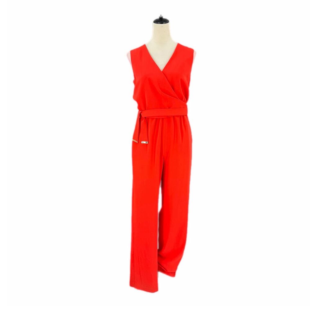 Antonio Melani NEW Bright Solid Red Cocktail Statement Party Corpcore Jumpsuit